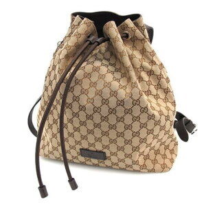 Gucci Drawstring Backpack GG Beige Brown